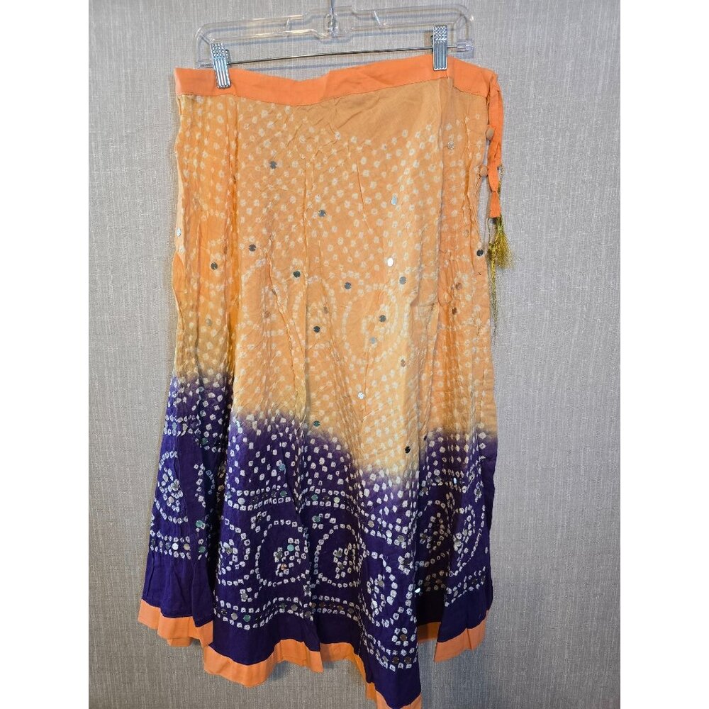Raj Handmade Bandhani  Skirt With Sequin Detailing drawstring waist‎ One Size